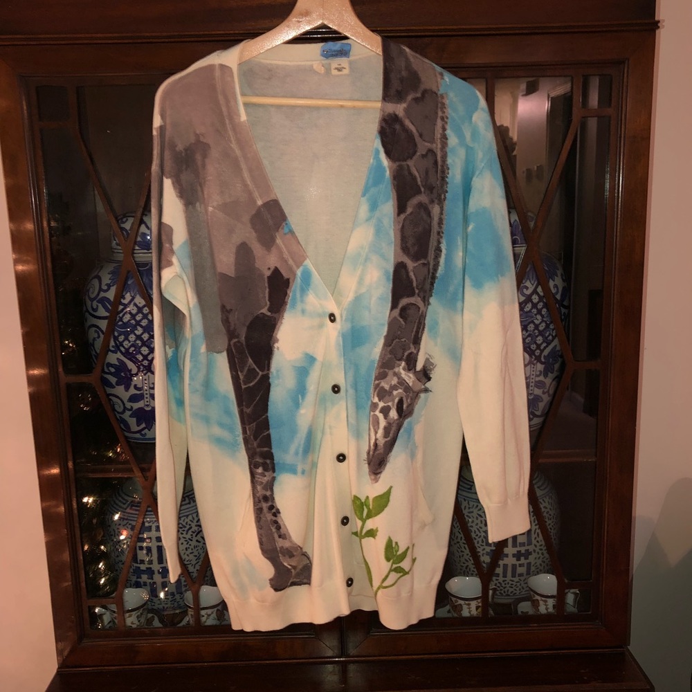 ANTHROPOLOGIE Watercolor Giraffe Cardigan